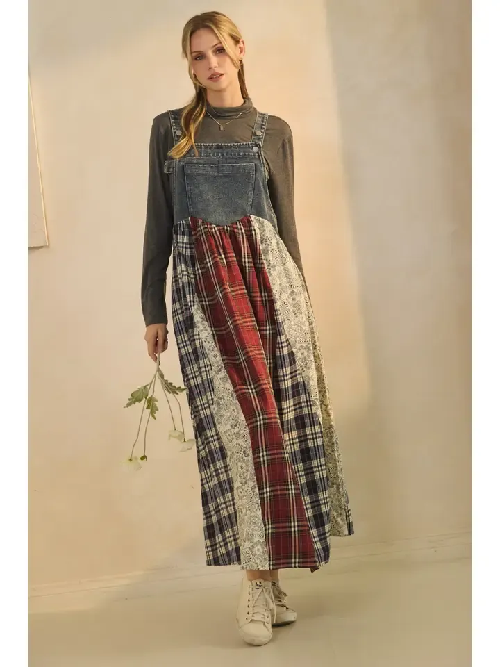 Beni Plaid Overall Dress Beni Plaid Overall Dress