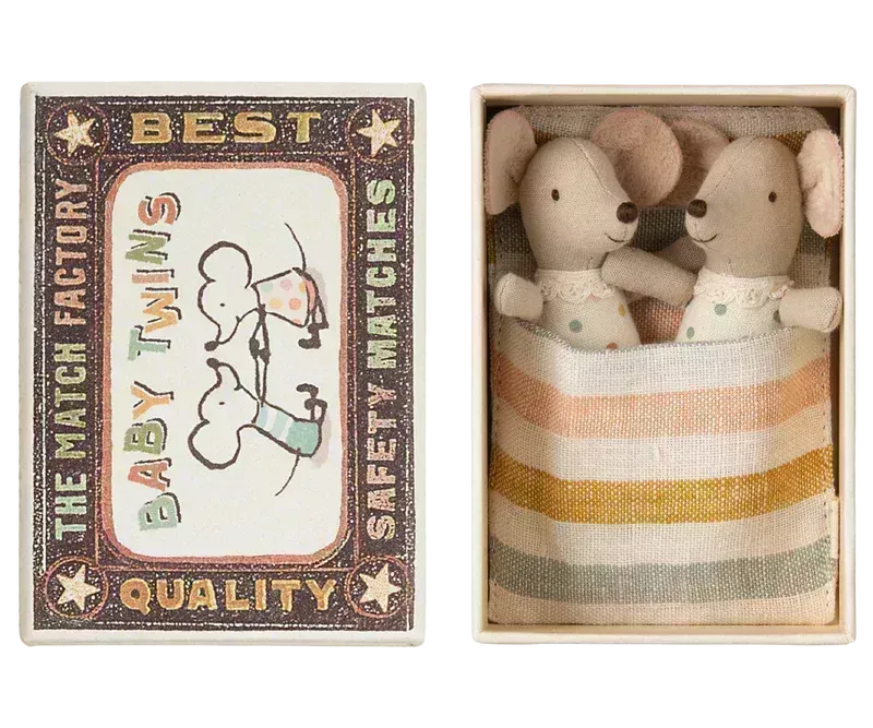 Maileg Twins Baby Mice in Matchbox Maileg Twins Baby Mice in Matchbox