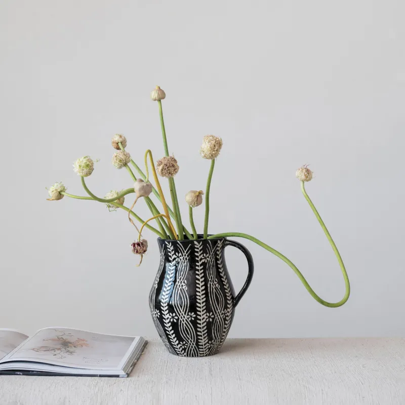 Black Stoneware Pitcher