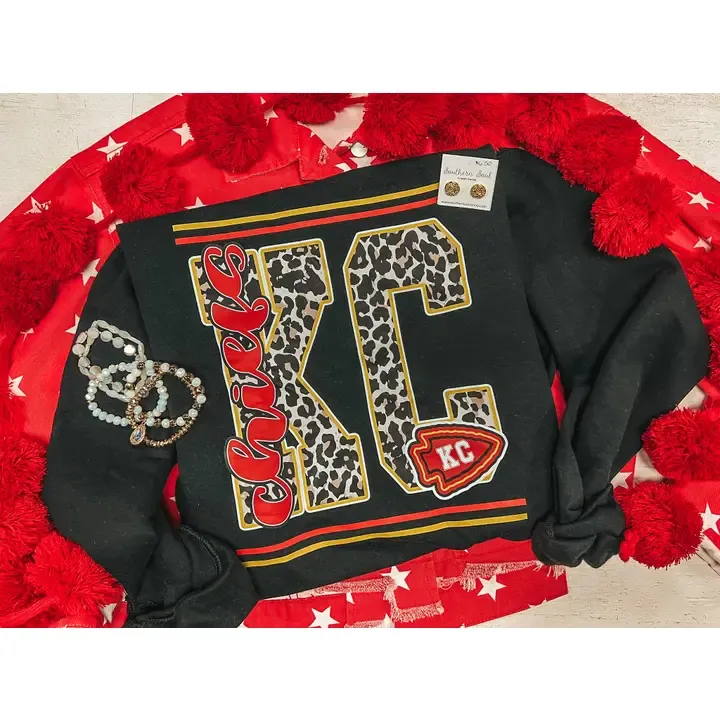 KC Leopard Chiefs Sweatshirt KC Leopard Chiefs Sweatshirt