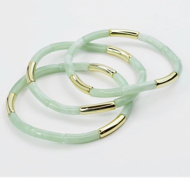 Glam Beaded Bracelet - Sage