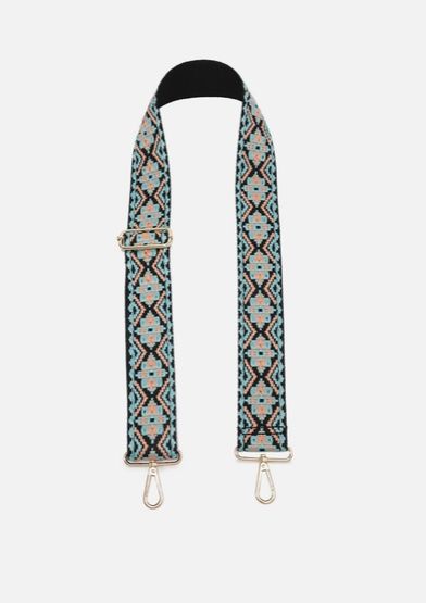 Tribal Guitar Strap - Turquoise/Blk