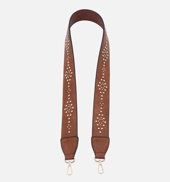 Studded Guitar Strap - Brown