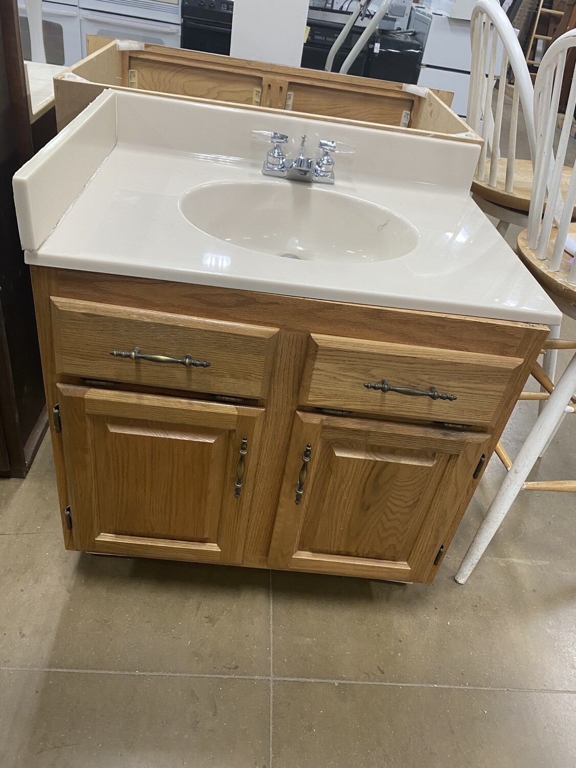 Vanity + Sink Combo Cream Counter