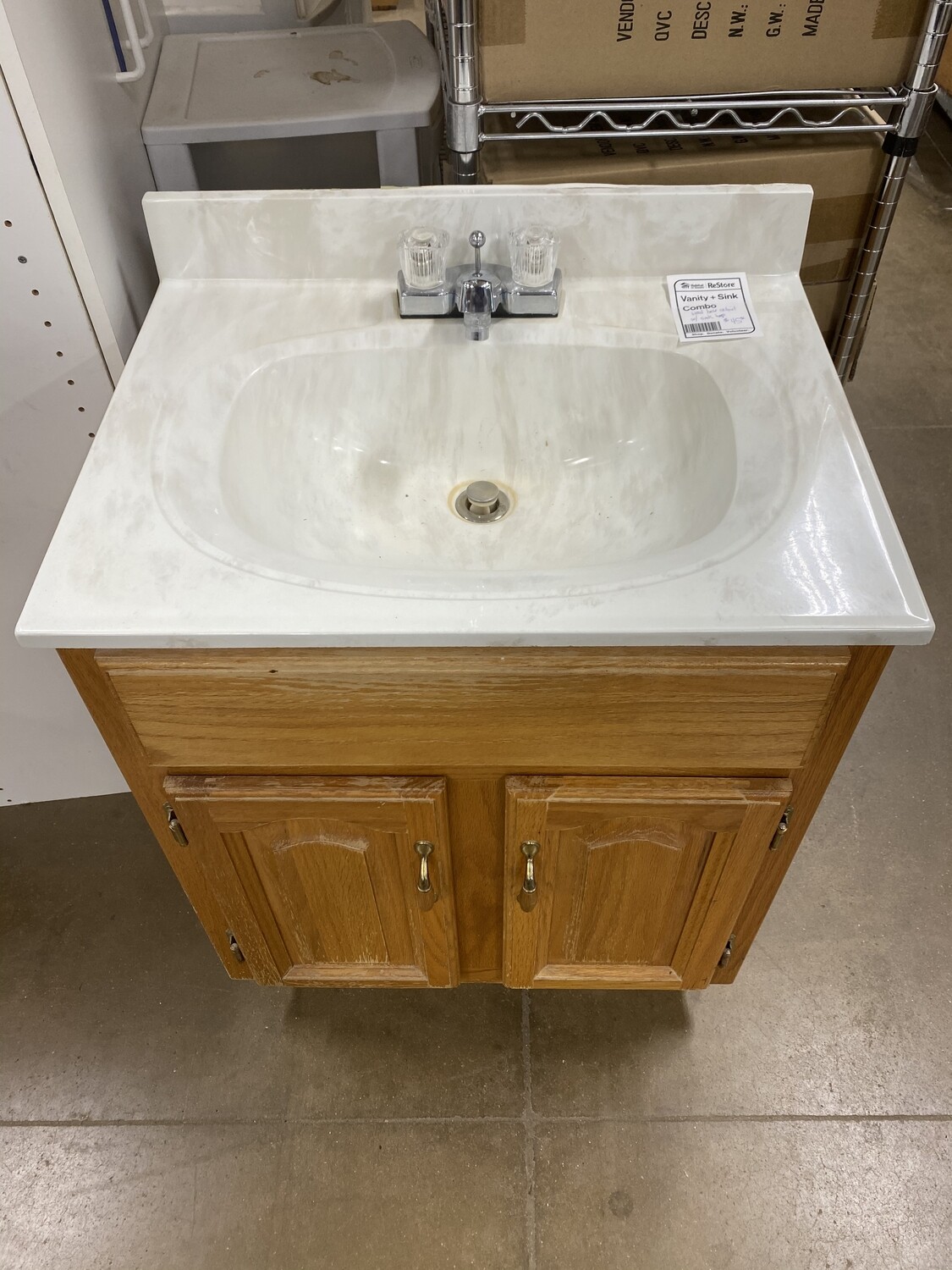 Vanity + Sink Combo Cream Marbled Counter