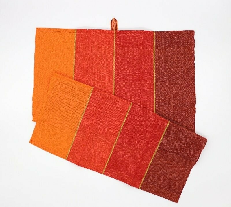 Geschirrtuch rot-orange gestreift Halbleinen