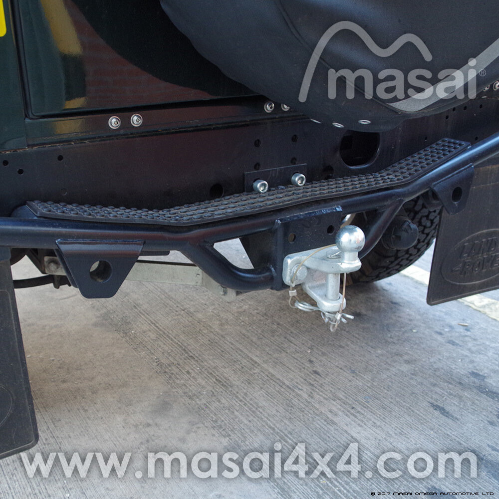 NAS Rear Step for Land Rover Defender 90/110 (UK Tow Bar/USA Tow Ball) Zinc Plated Masai Land