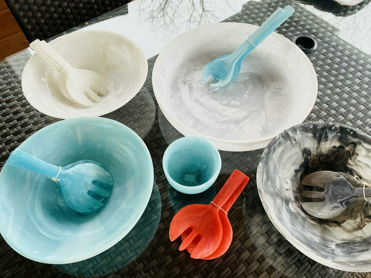 Resin Bowls, Platters and serving pieces