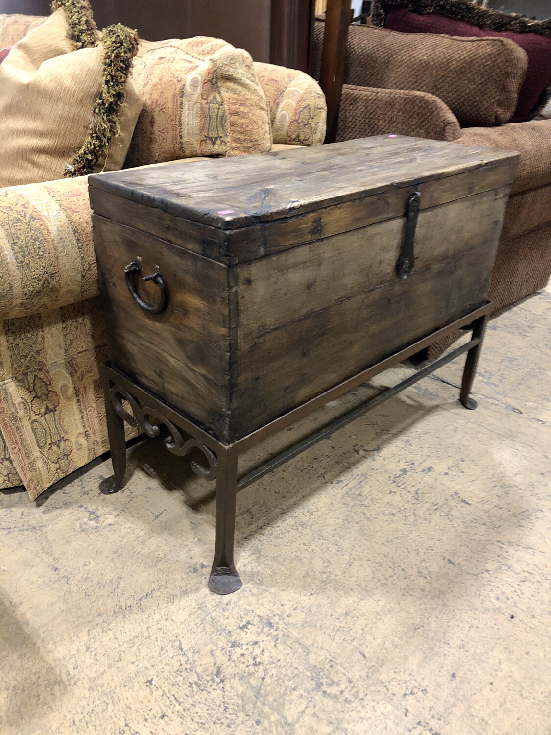 Rustic Chest with Metal Base