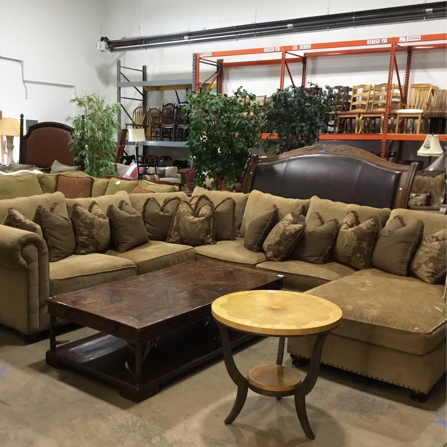 Bernhardt Gold Velvet Three Piece Sectional
