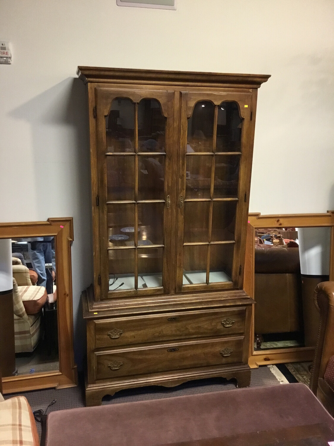 Glass Hutch With Bottom Drawers
