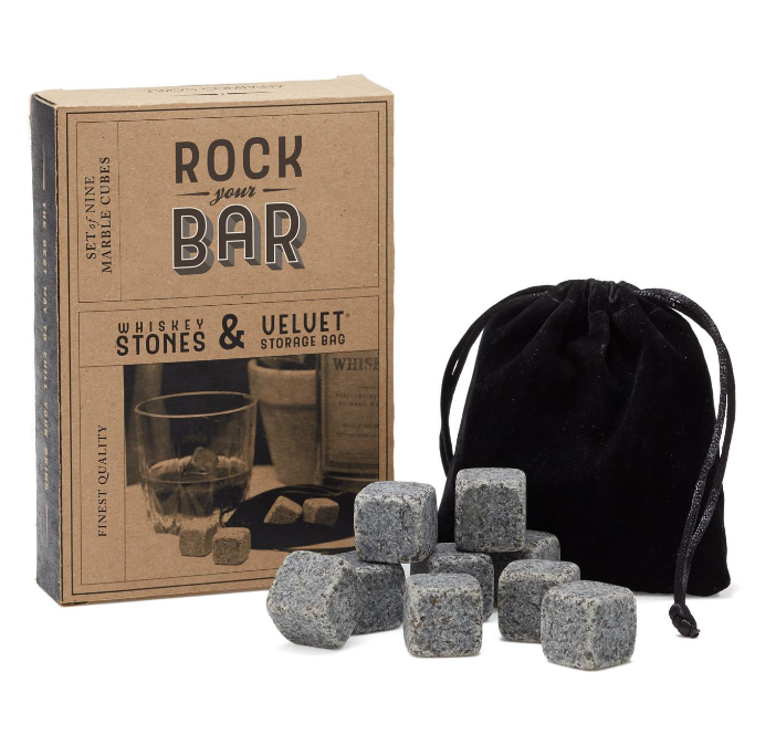 WHISKEY STONES & VELVET STORAGE BAG