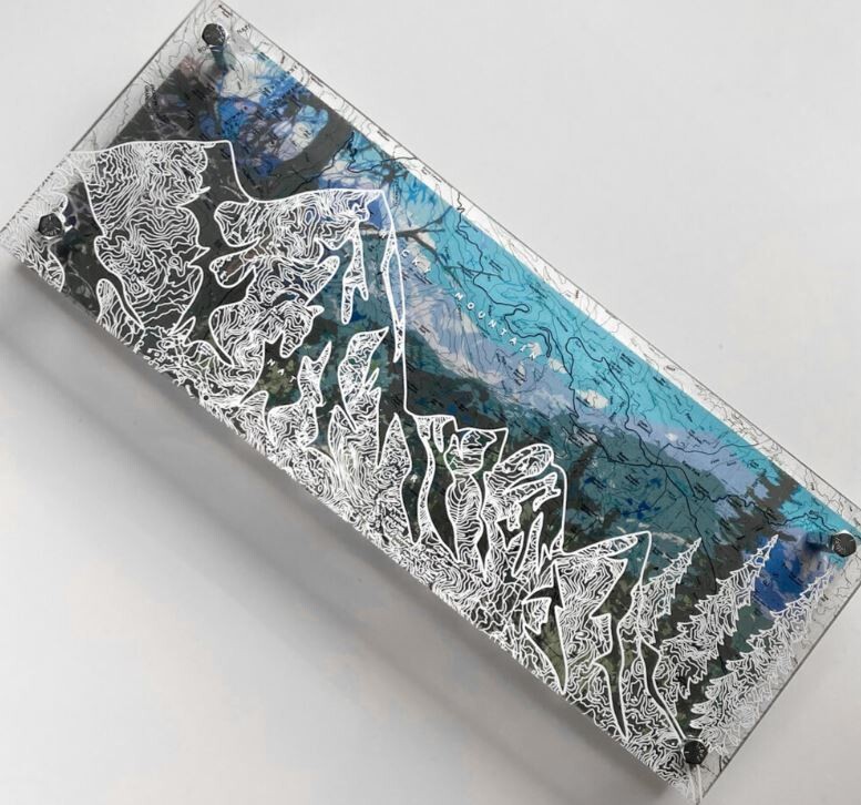 MAP & PLEXIGLASS DOUBLE LAYER ARTWORK 16.25"x6.25"