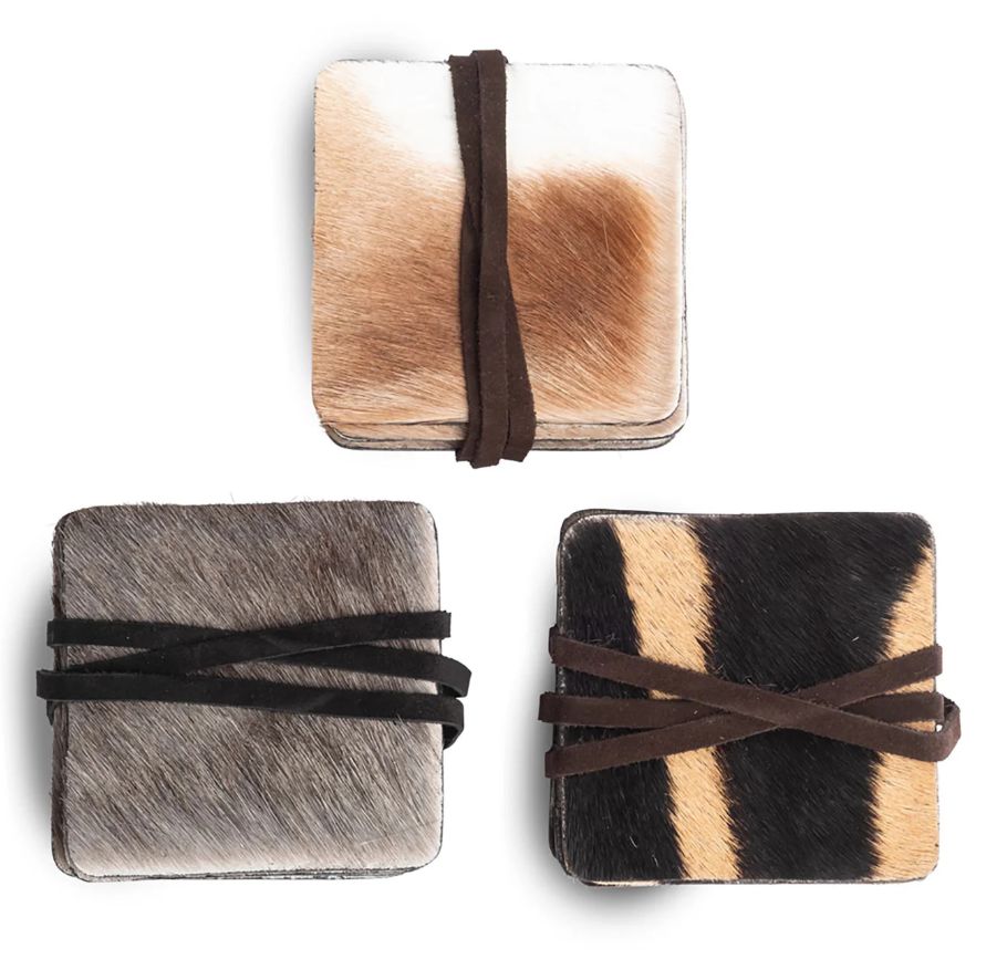 HAIR ON HIDE COASTERS S/6