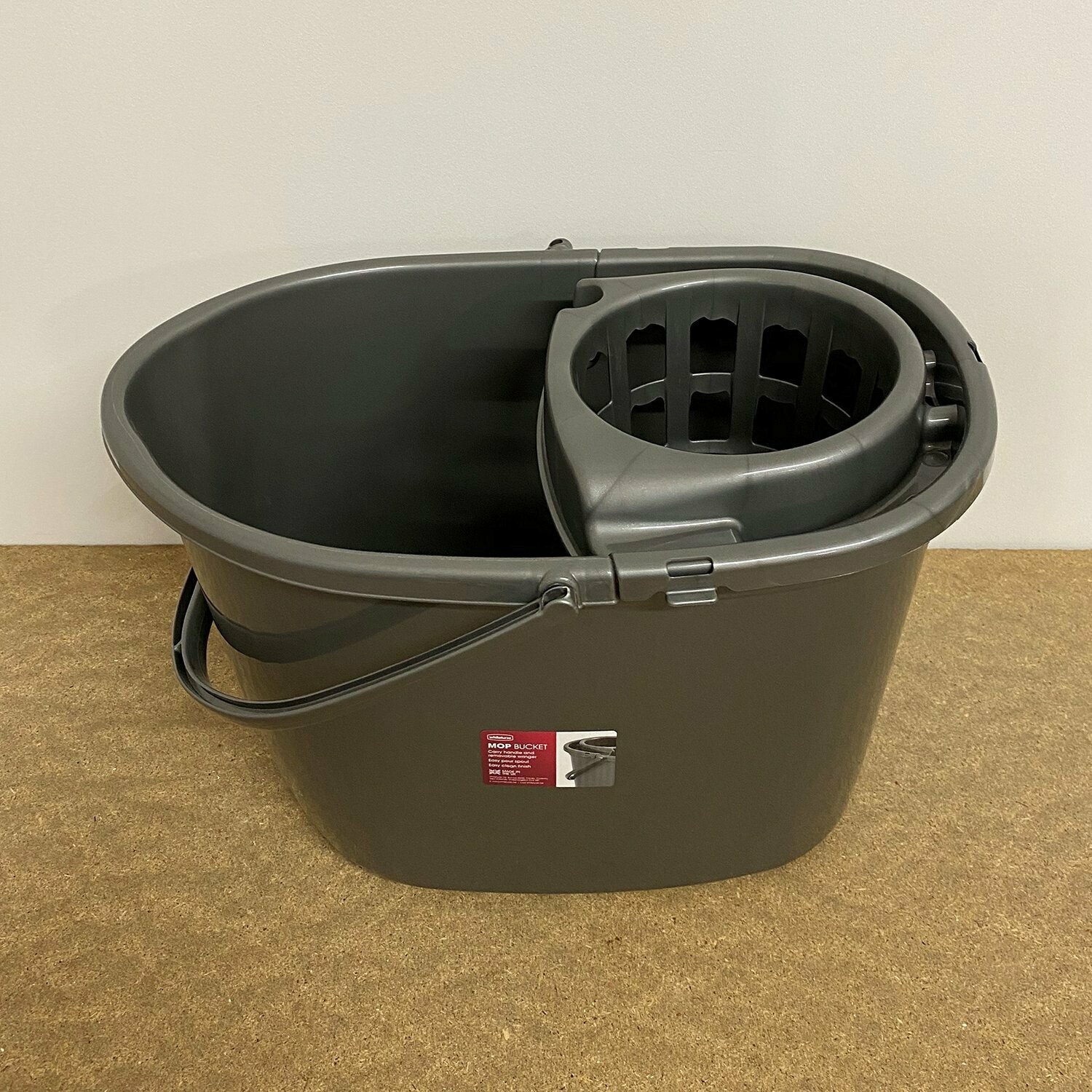 Whitefurze Deluxe Mop Bucket, silver (15ltr)