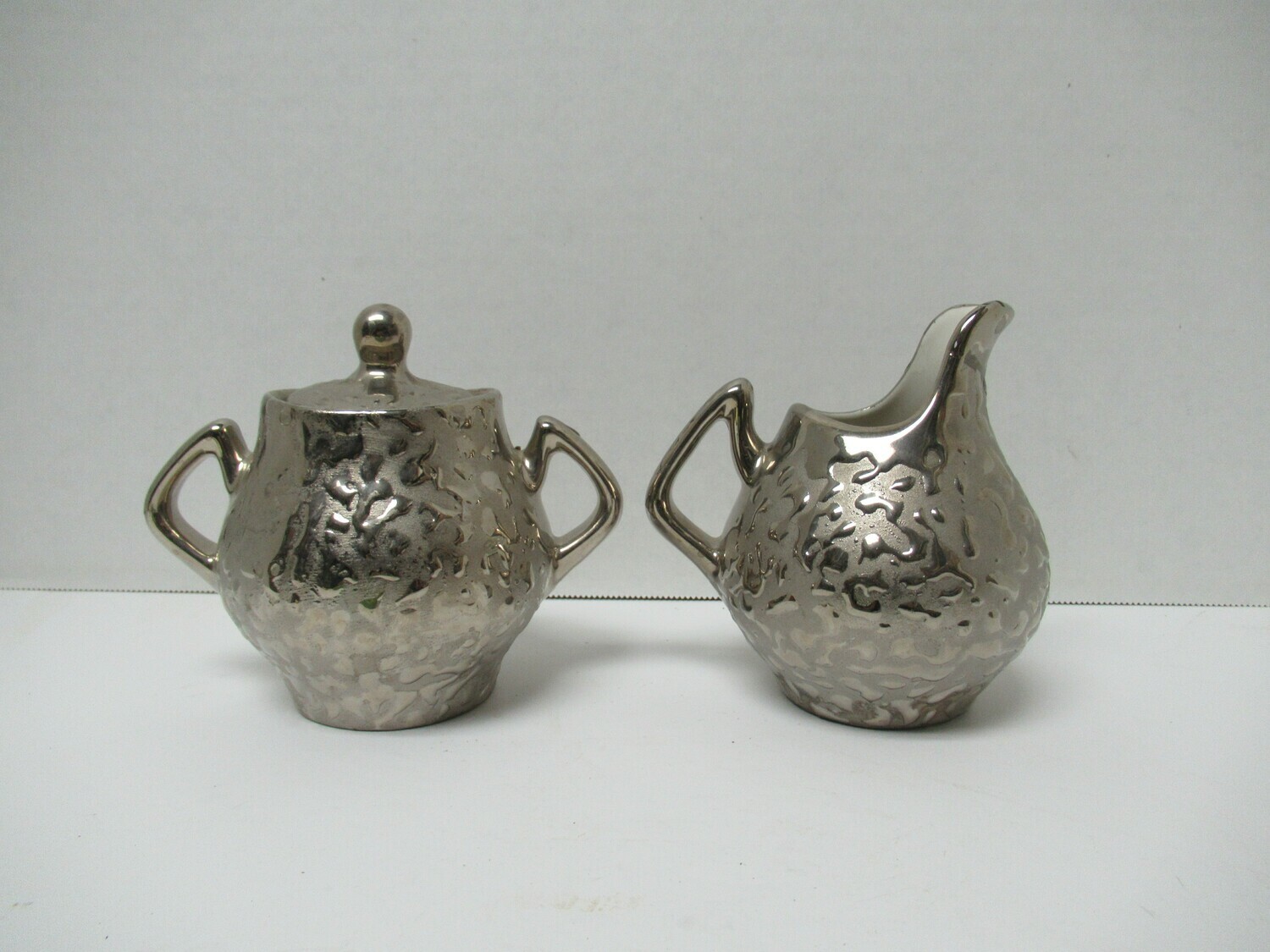 Kingwood Ceramics 23kt Platinum made in U.S.A Sugar Bowl Creamer Set