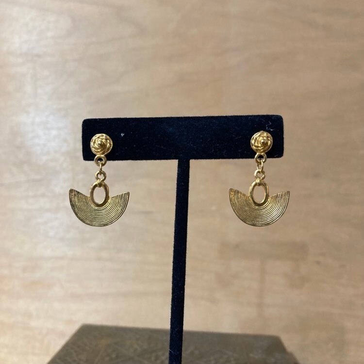Pre-Colombian Inspired Earrings - 24K Gold Plated, Design: Plain Gold