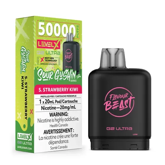 LEVEL X G2 ULTRA POD - SOUR GUSHIN - S.STRAWBERRY KIWI
