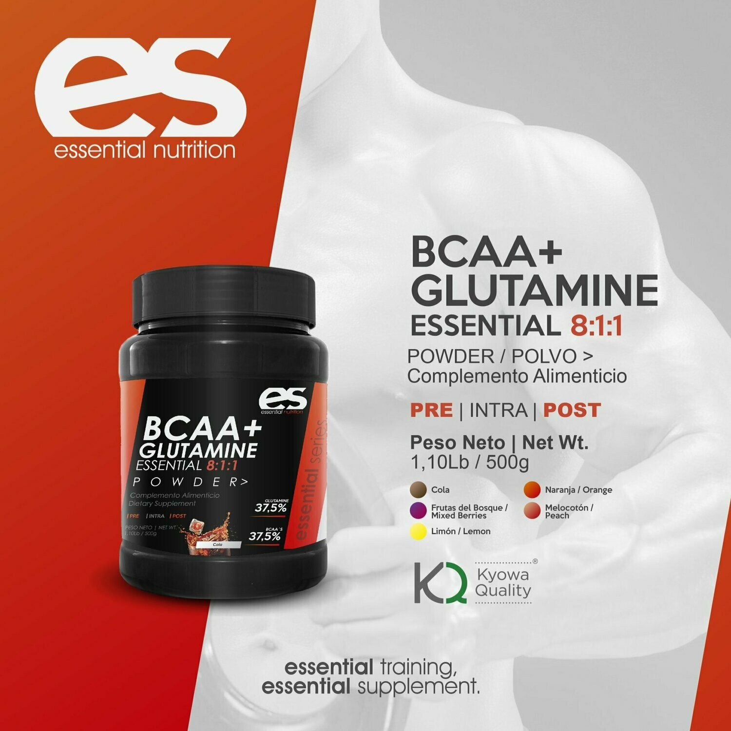 BCAA + GLUTAMINA ESSENTIAL 500 GRS