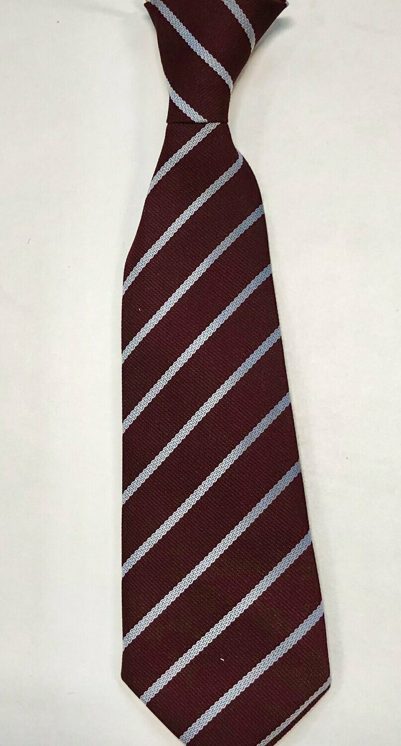 School Tie Wine Tie with Single Grey Stripe