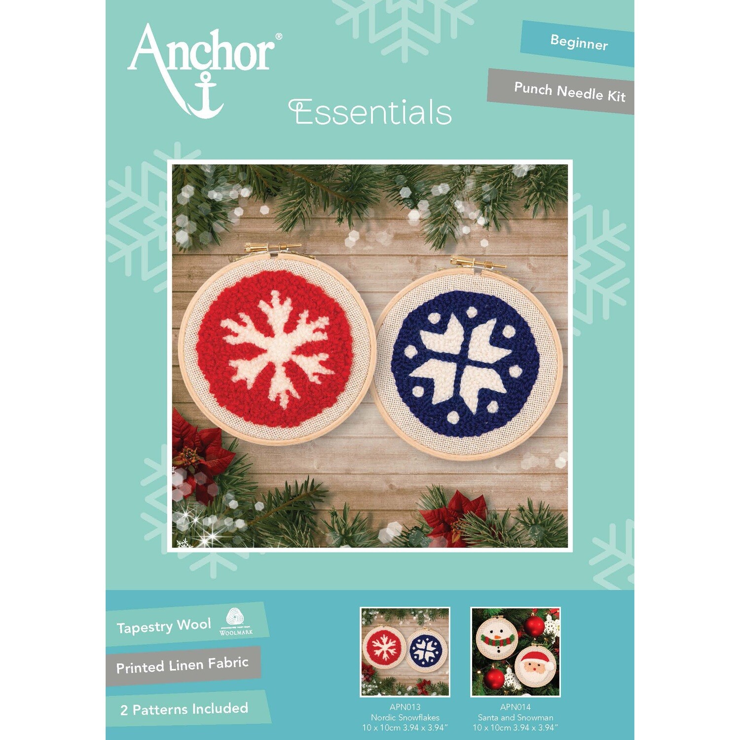 Anchor Punch Needle Kit Nordic Snowflakes