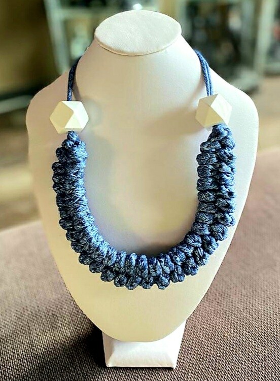 Grey Handmade Yarn Necklace