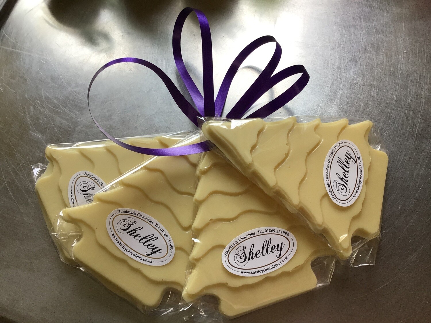 Christmas Tree Decorations in White Chocolate Pack of 4