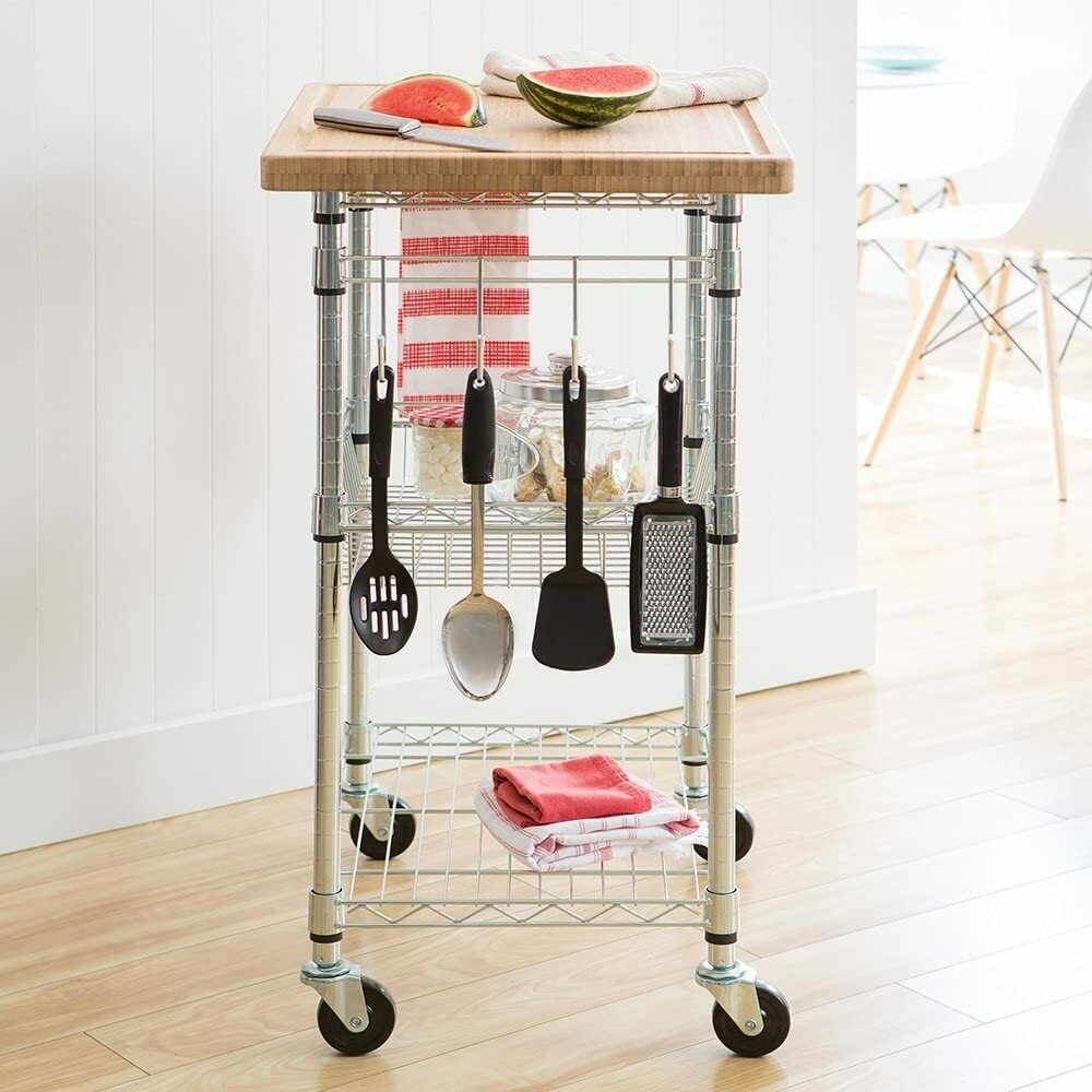 TRINITY EcoStorage Bamboo Kitchen Cart