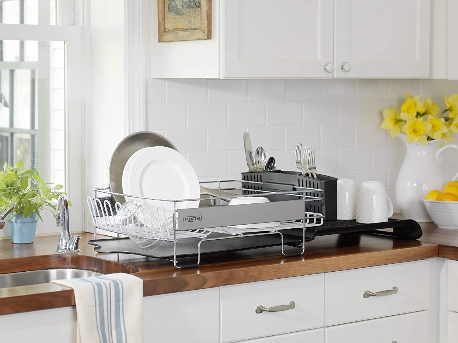 Sabatier Expandable Dish Rack With Stemware Rack