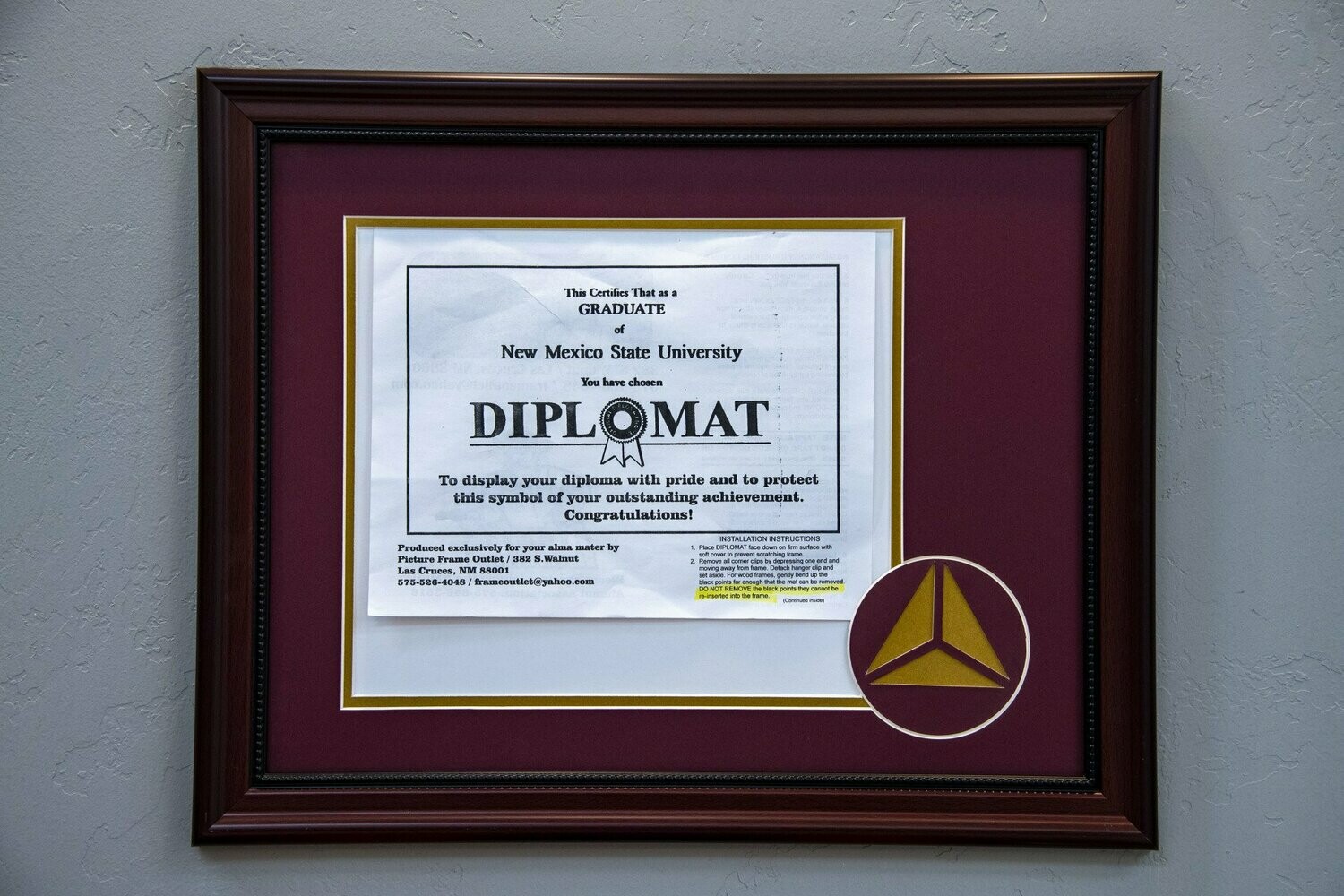 Cherry Wood Diploma Triangle