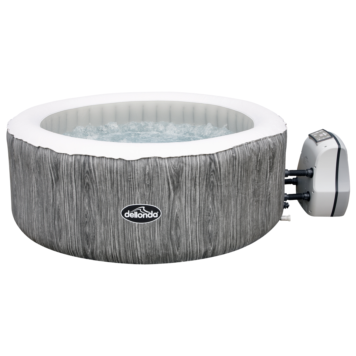 Dellonda 24 Person Inflatable Hot Tub Spa with Smart Pump Wood
