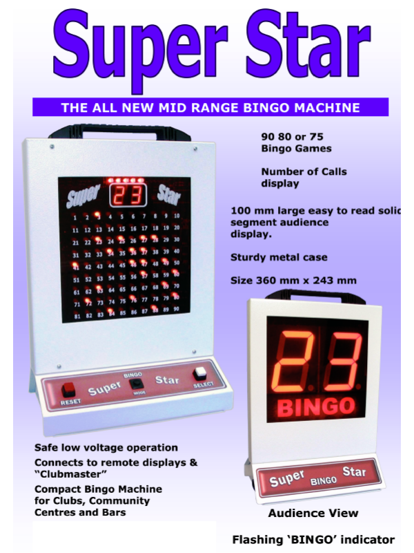 Buy Super Star Bingo Machine Online Let's Play Bingo