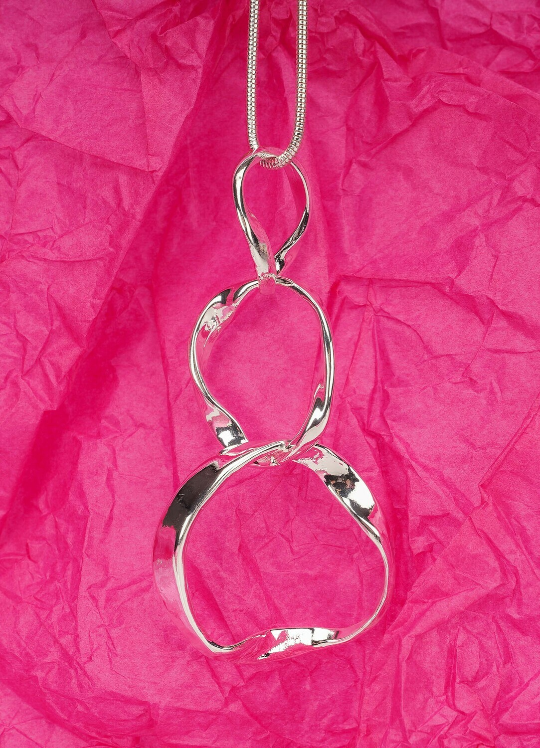 Long silver loops pendant