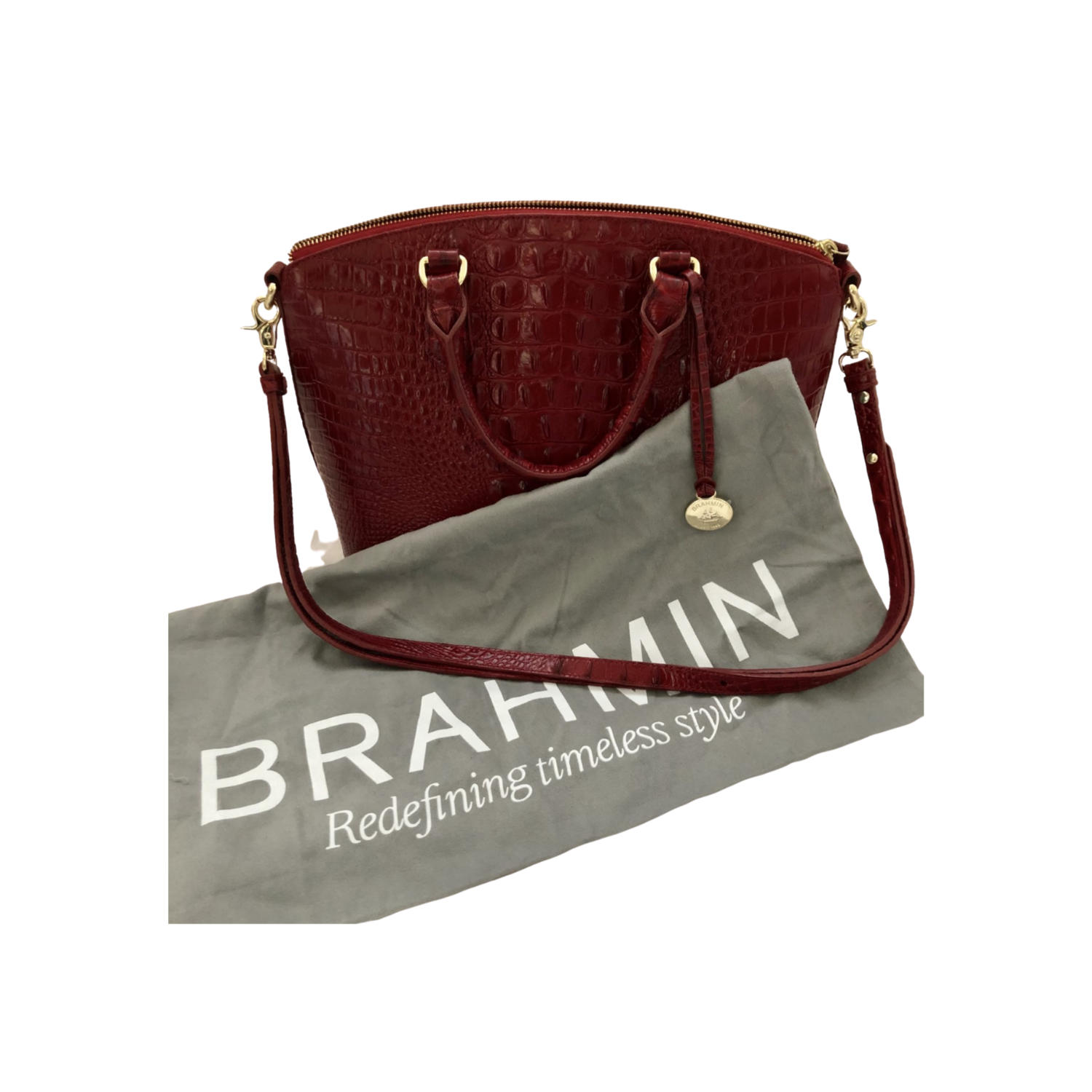Brahmin Red Embossed Leather Handbag