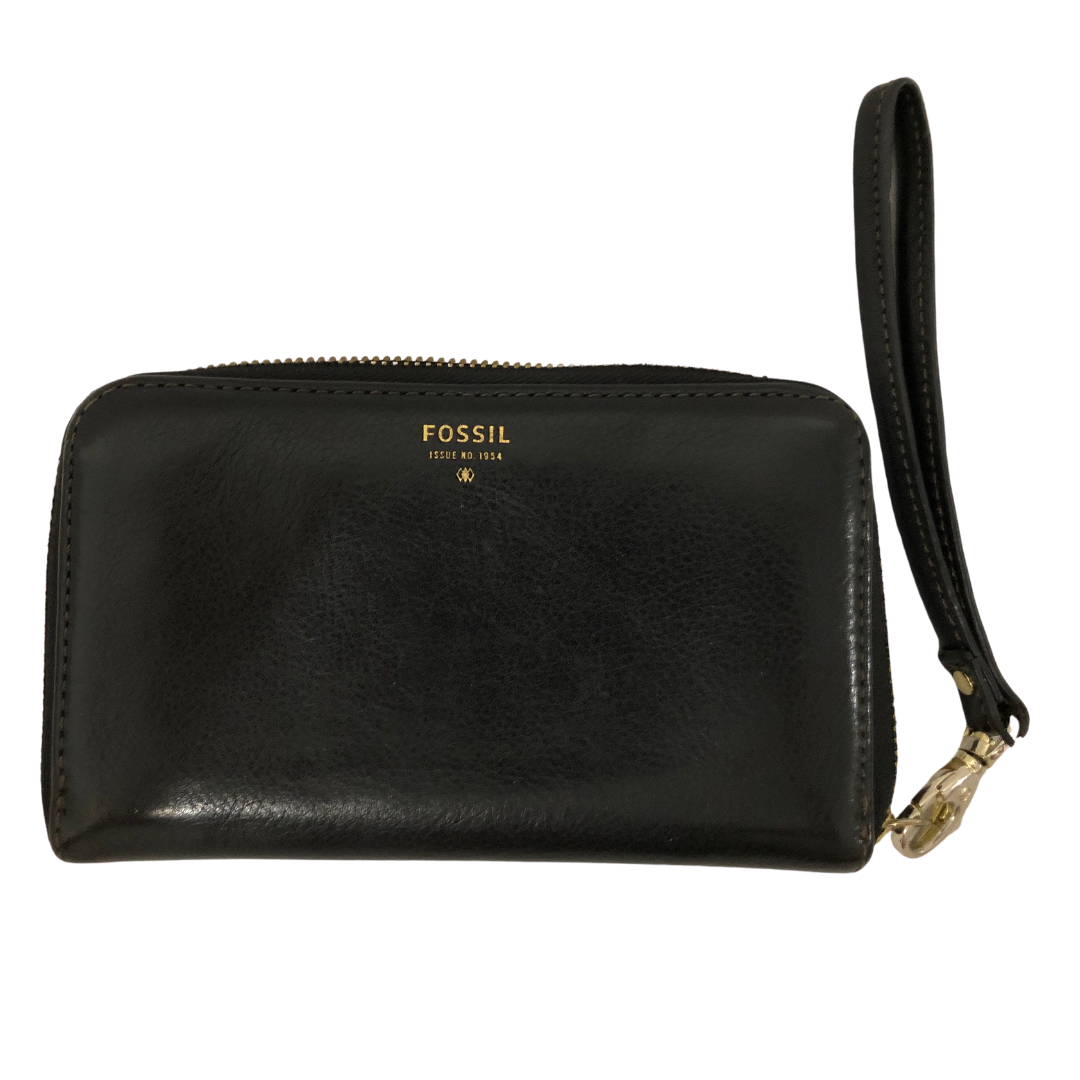 Fossil Black Leather Wristlet Wallet