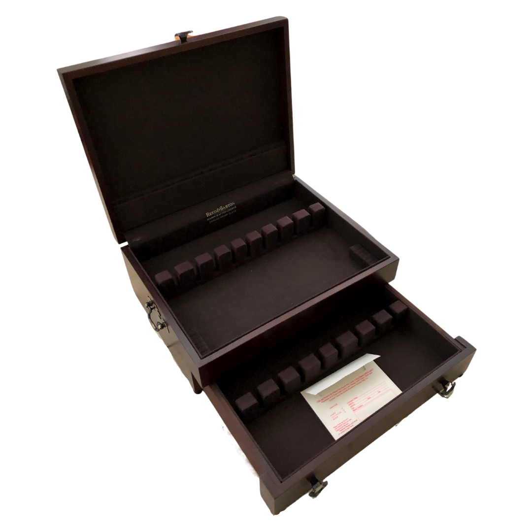 Vintage Reed & Barton Engraveable Mahogany Silver Flatware Chest By