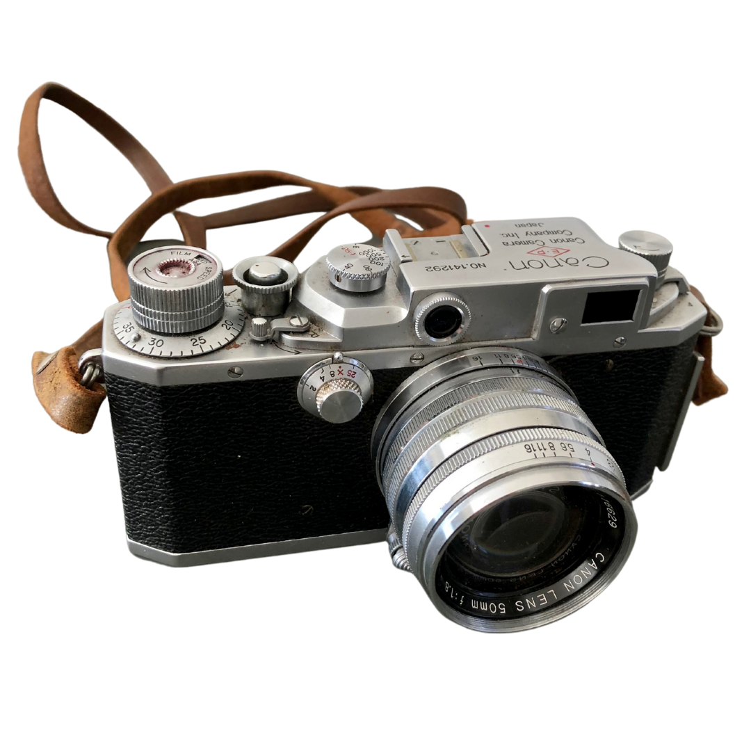 Vintage Canon EP 11F Camera with Rail Mount Flash ModelY Telephoto Lens