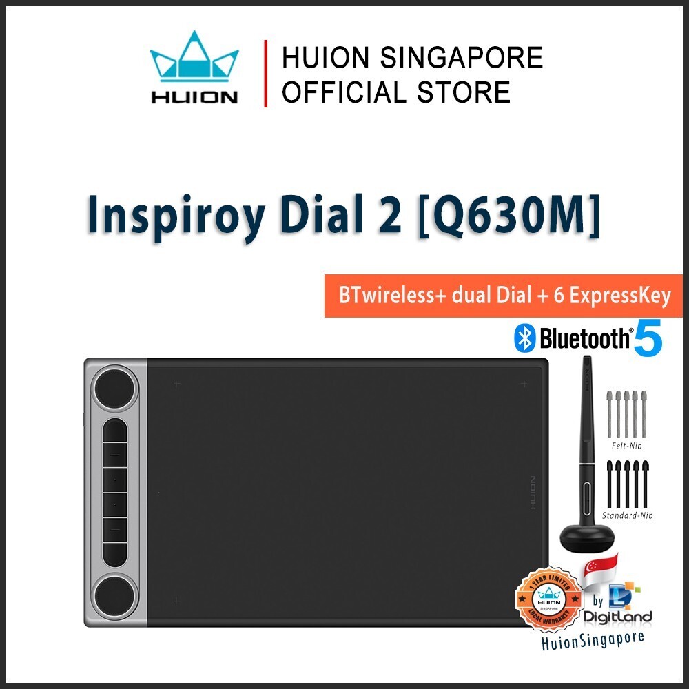 Huion Inspiroy Dial 2 Q630M Professional Wireless Bluetooth Digital ...