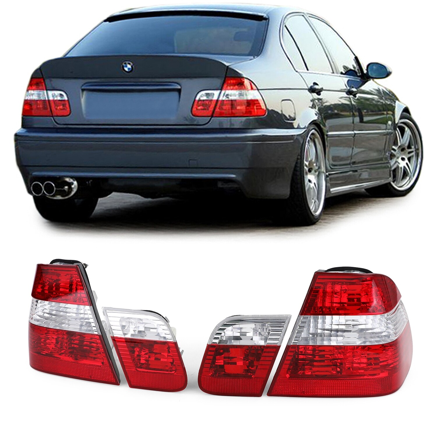 Feux Arrière Rouge Fumé (smoke) Pour BMW Série 3 E46 Berline 2001-2005 - Lot Gauche/droite - Neuf