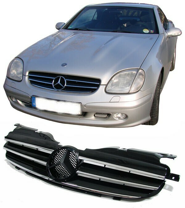 Calandre / Grille Sport Look Noir Brillant Chromé pour Mercedes SLK R170