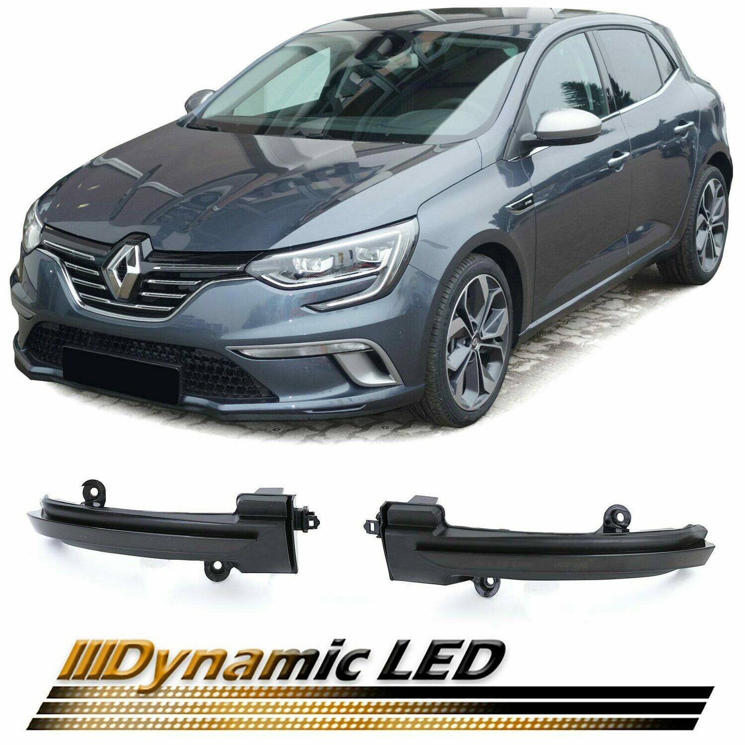 Feux Clignotants LED Dynamiques Pour Rétroviseurs Renault Scenic Laguna Megane 3 - Jaune/orange, Noir, Neuf