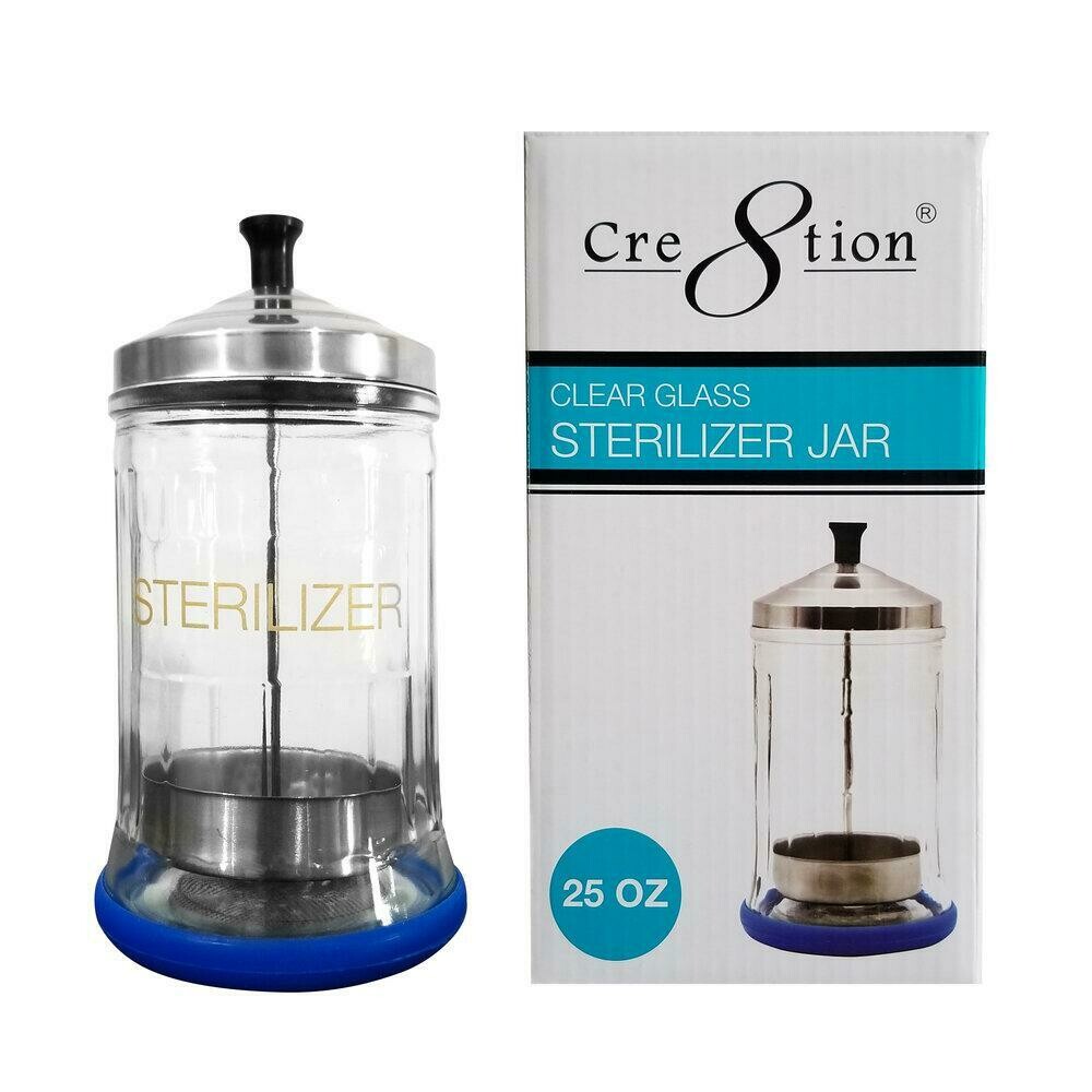 Cre8tion Disinfectant Clear Glass Sterilizer Jar 25oz