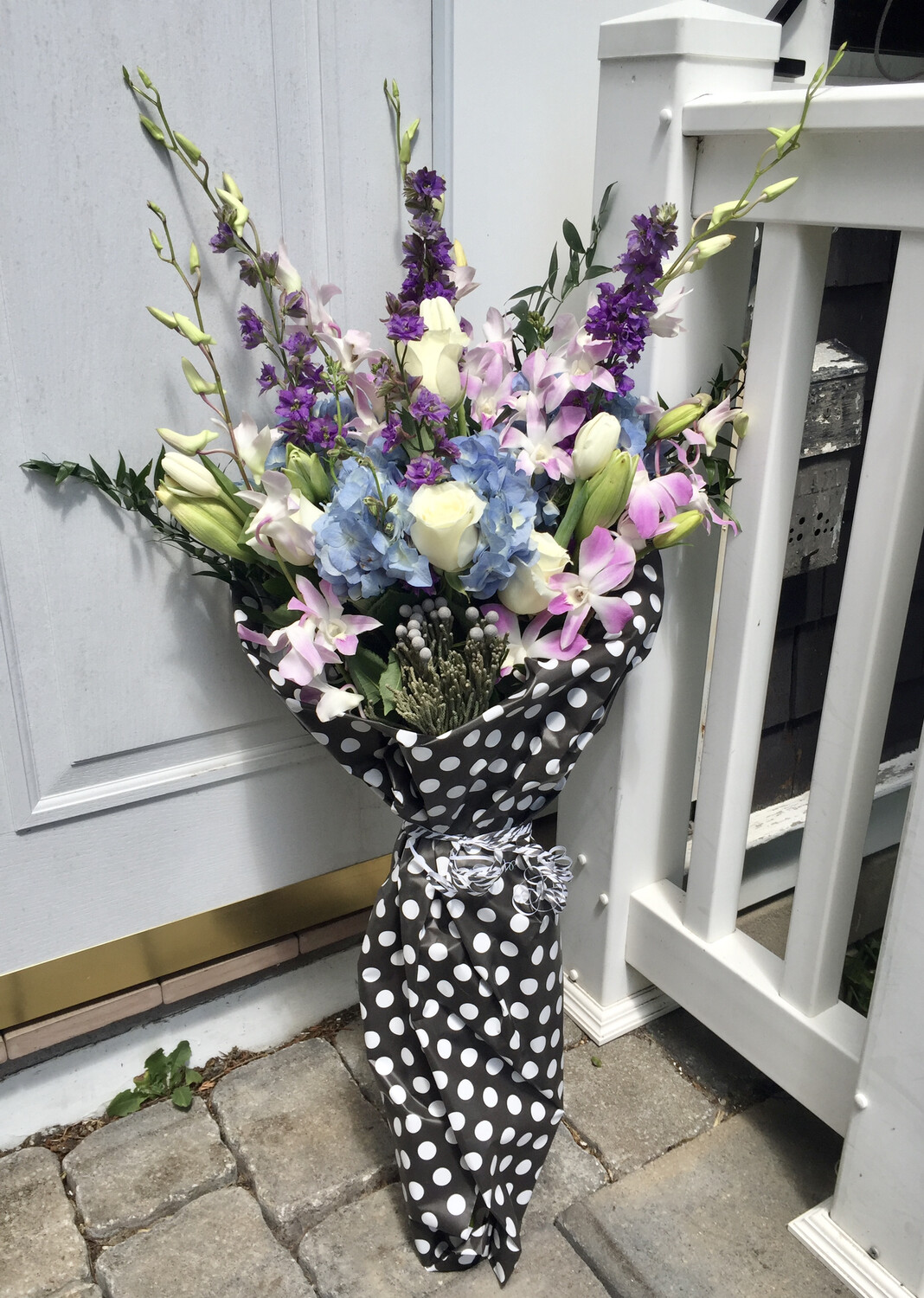 85 Seasonal Wrapped Fresh Flower Bouquet (no vase)