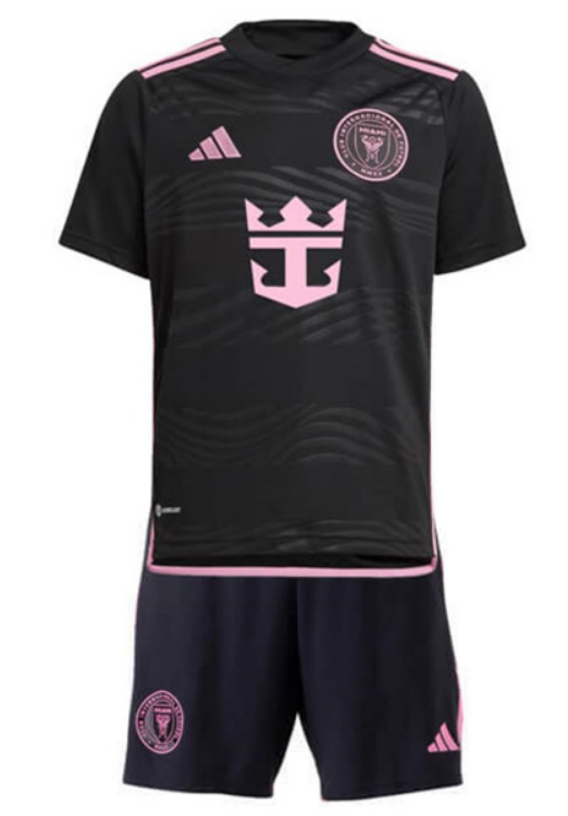 Inter Miami Away 2024 Black Kids Soccer Kit Collections
