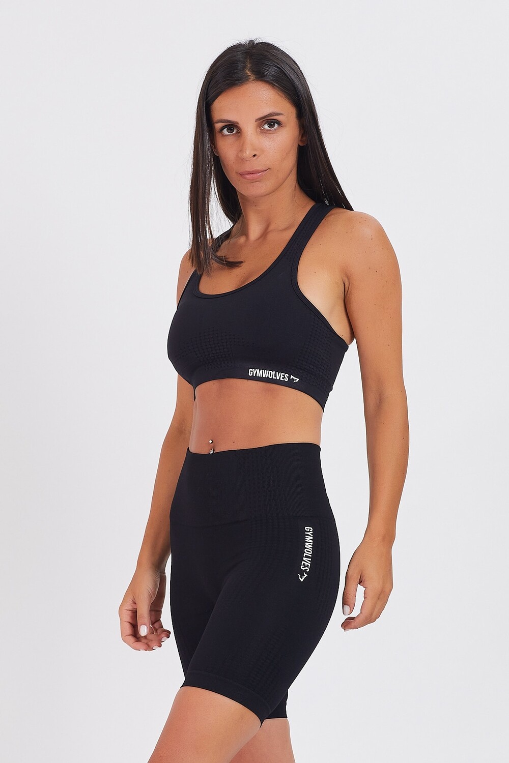 Black Breathable Yoga/Gym Full Seamless Short Leggings