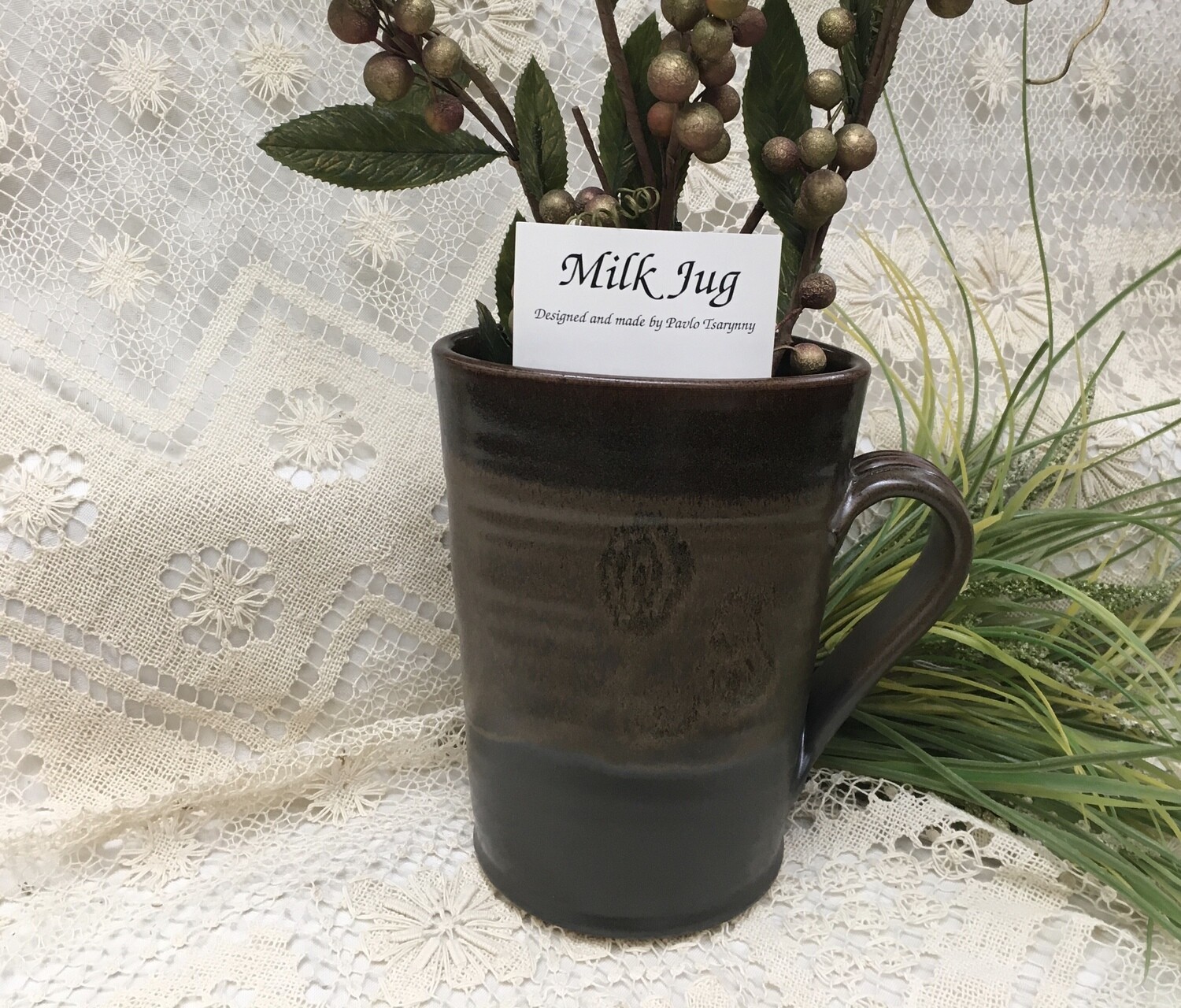 Milk Jug, Brown Pavlo Pottery Canadian Handmade