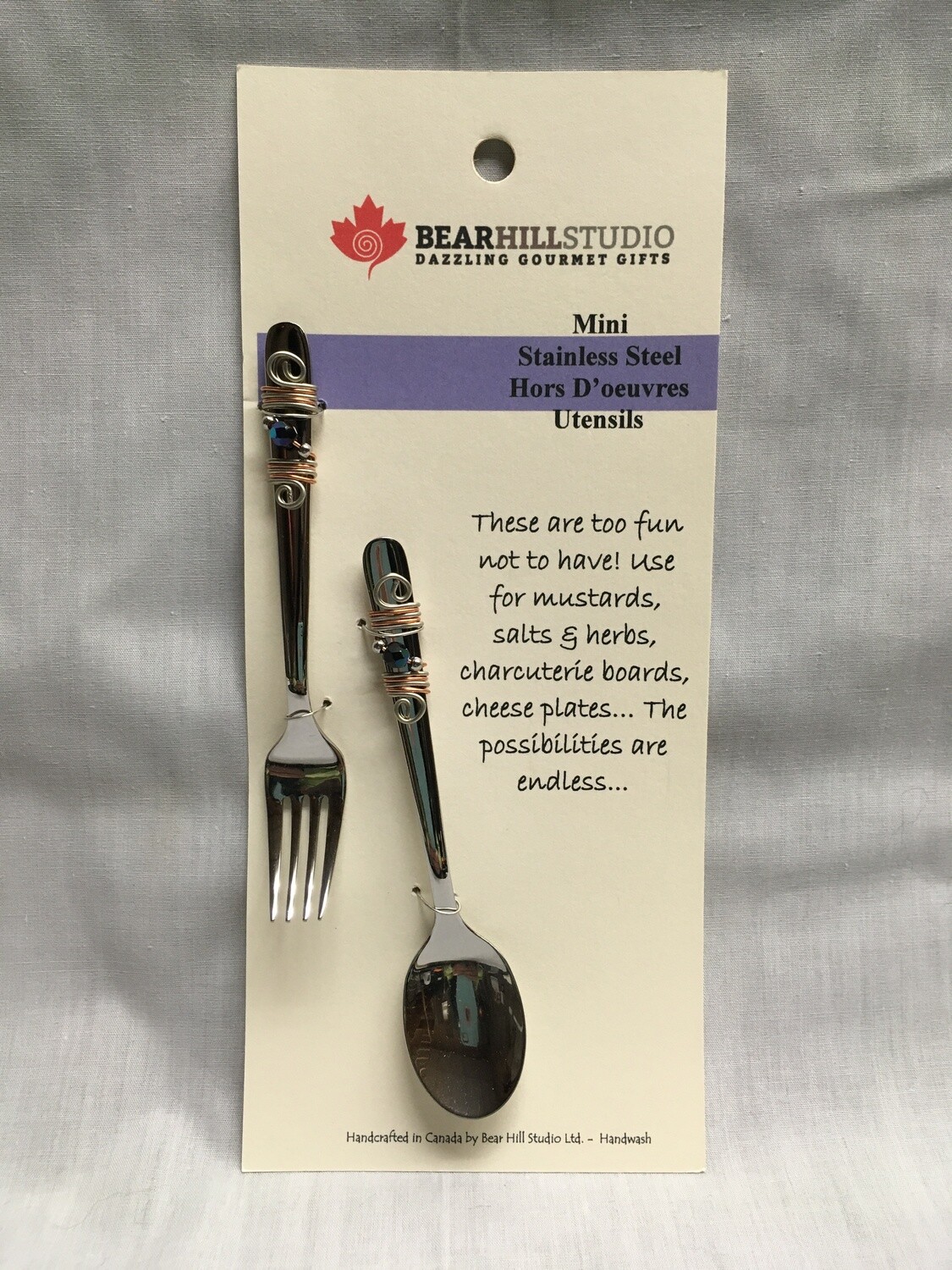 Mini Hors D'oeuvres Utensil Set Fork and Spoon Canadian Handcrafted