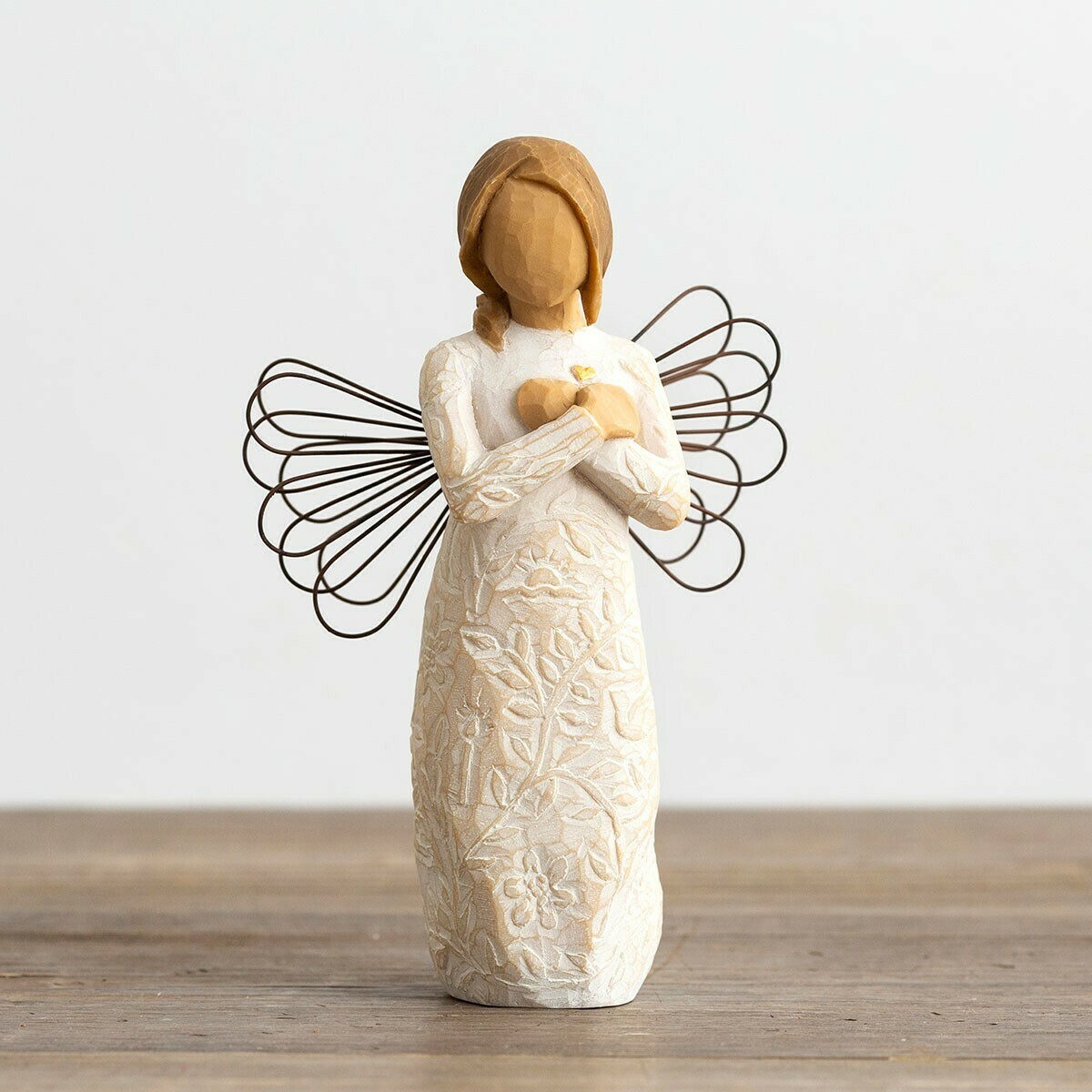 Willow Tree Remembrance Angel holding Heart with Wire Wings