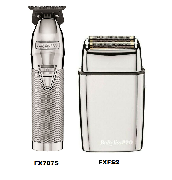 Babyliss Pro FX Silver Skeleton Trimmer FX787S & Double Foil Shaver