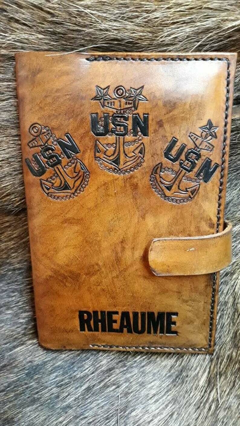 Navy Chief US Military Leather Book Cover Military Notebook Personalized Journal